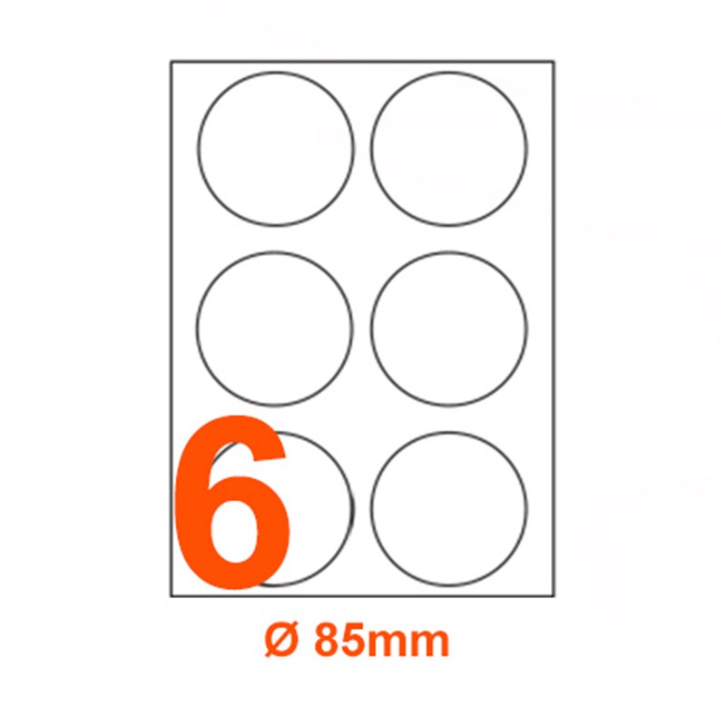 Etichette adesive rotonde diametro 85 Bianche con bordino