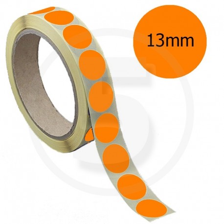 Bollini adesivi colorati rotondi 13mm, Arancione 