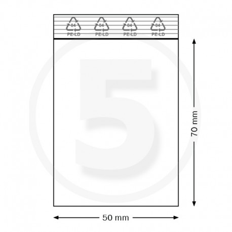 Sacchettini con chiusura a pressione ZIP, 50x70mm, PE 50mic