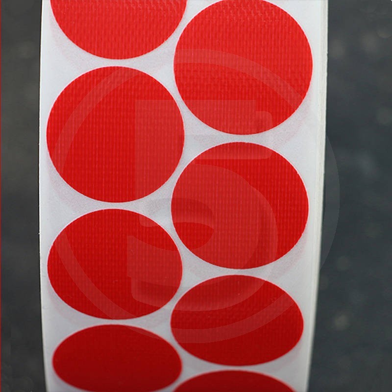 Bollini adesivi colorati in tessuto rotondi 15mm, Rosso